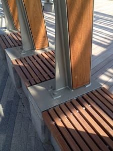 Ipe benches and pergola closeup