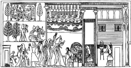ancient Egyptian pergola in garden of Thebes