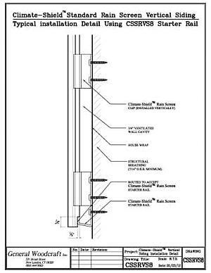 Architectural Detail for Vertical Rainscreen Wood Siding installation