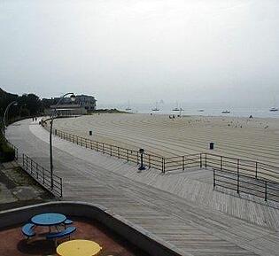 Boardwalk at Ocean Beach Park features Ipe Marine Decking 