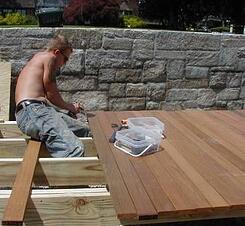 Pre grooved decking installation  Ipe decking with concealed deck fasteners