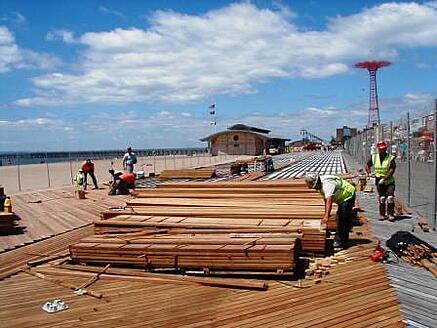 FSC Cumaru decking on Coney Island Boardwalk by Mataverde Decking