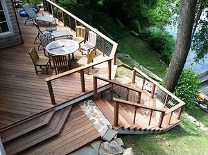 Ipe deck with cable rail
