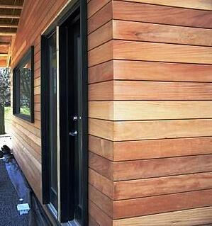 Garapa wood rainscreen cladding  mitered corner detail