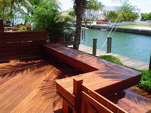 Cumaru deck benches and railing in Florida