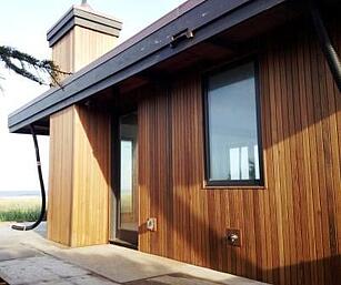 Vertical rainscreen installation using 1x4 Ipe hardwood siding
