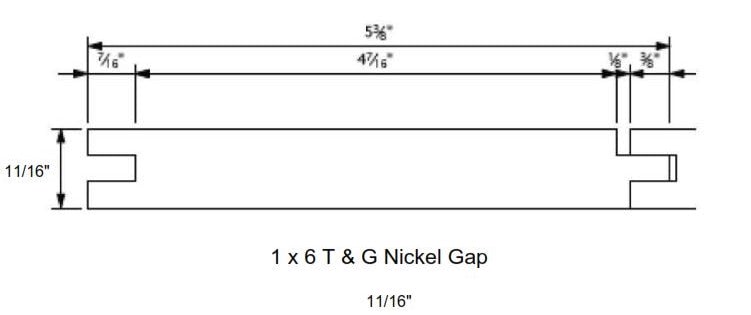 1x6 TG Nickel Gap siding profile