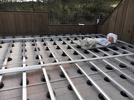 Euro-Tec pedastals and framing as the foundation for a rooftop deck build