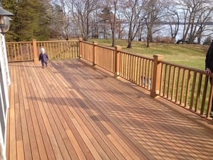 Mataverde Ipe deck and custom Ipe railings in Maine