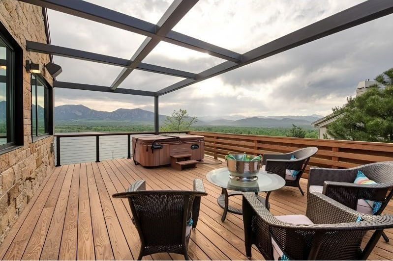 Arbor Wood rooftop deck thermowood thermally modified Ash overlooking a lakefront