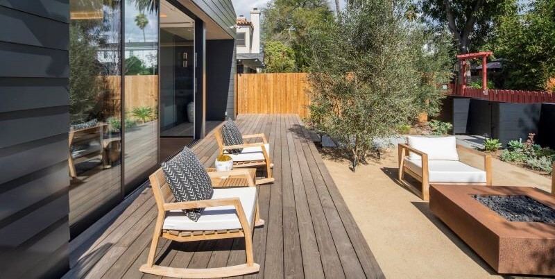 Arbor Wood thermally modified Ash decking on back porch