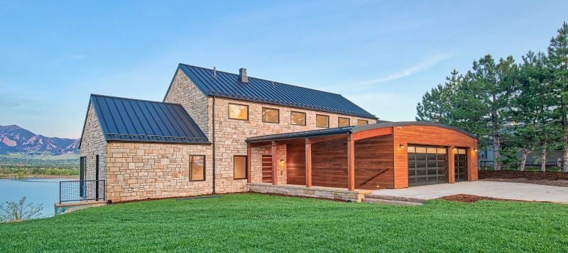 Arbor Wood thermally modified Ash siding with stone