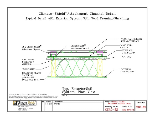 CSAC-8S Attachment Channel over Exterior Gypsum and Steel Stud  11-09-20