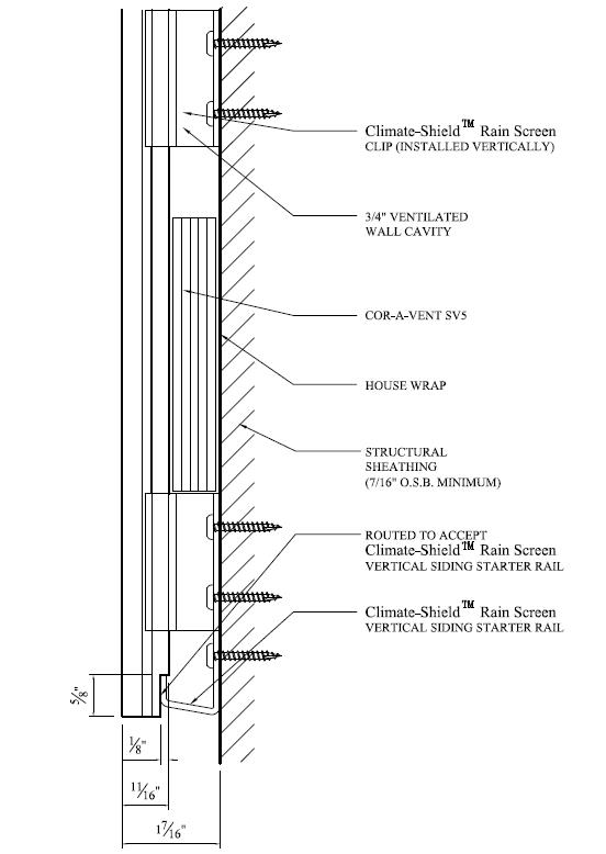 climate shield rain screen siding 8 in vertical starter rail