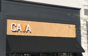 Cava Grill uses Trespa Pura siding as accent on exterior facade