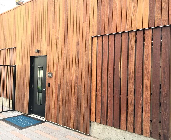 Climate-Shield rainscreen system with FSC Machiche hardwood vertical wood siding