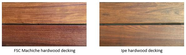 Compare decking colors Machiche to Ipe decking