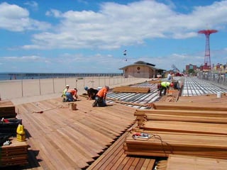 Cumaru hardwood decking on Coney Island boardwalk