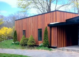 Cumaru vertical wood rainscreen siding