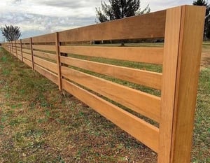 Corral style fence made with Garapa hardwood rails-1