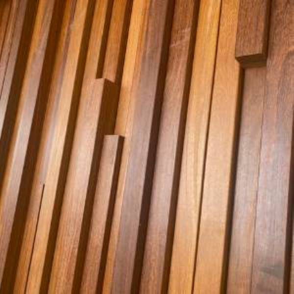 Cumaru Rainscreen Textural Exterior Detail on Restaurant Façade