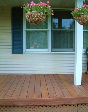 Cumaru hardwood decking on front porch