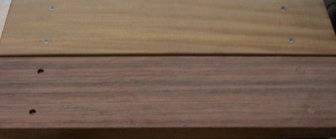 deck screw fastening options showing countersunk, flush and plugged screw heads