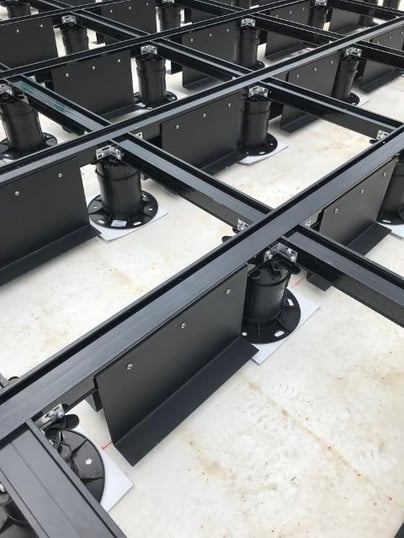 Eurotec rooftop deck frame with custom brackets