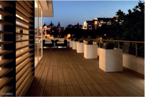 Mataverde Eurotec rooftop deck system with hardwood decking