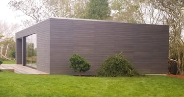 FSC Hardwood siding with Climate-Shield rain screen system