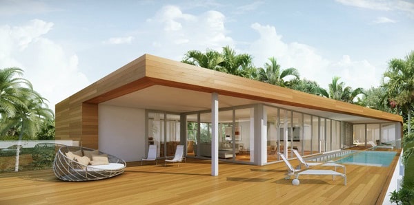 Garapa Rooftop Deck design and installation in Florida courtesy of Hughes Umbanhowar Architects