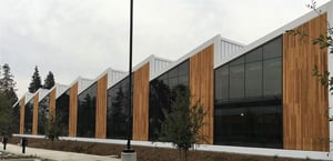 Garapa hardwood rainscreen accents