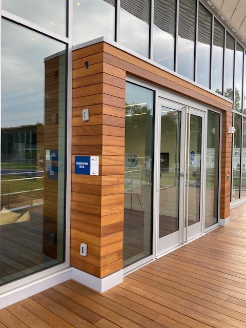 Garapa wood outside corners at USCGA entry