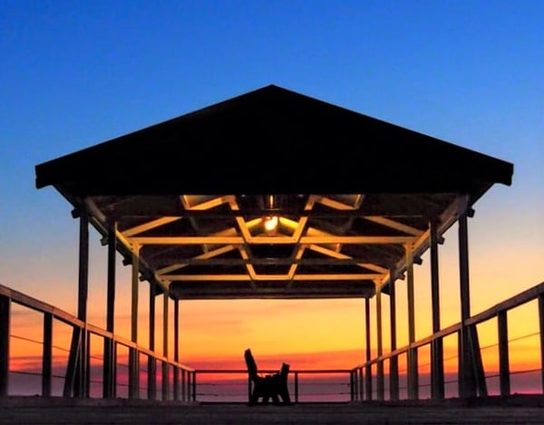 Gazebo on wood deck