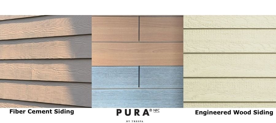 Image comparison fiber cement, Trespa, engineered wood