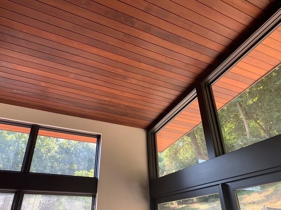 Interior ceiling and exterior soffits with Climate-Shield rainscreen components