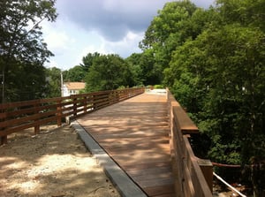Ipe 3x12 timber decking and 2x6 railings at Blackstone Valley DEP project