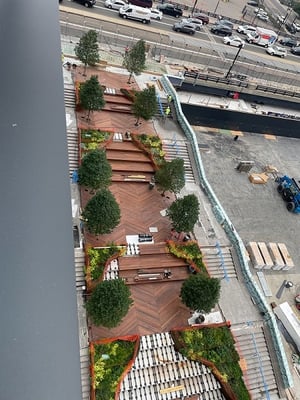 Ipe Rooftop deck and promenade with Eurotec framing and pedestals in Boston