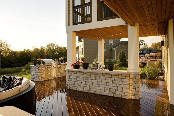 Ipe deck outdoor room and outdoor kitchen