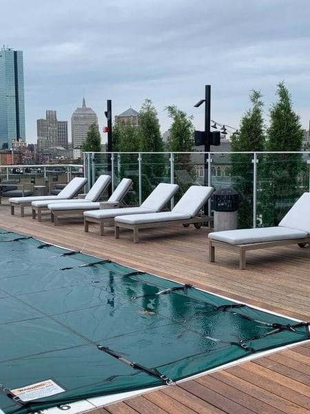 Ipe decking at pool on rooftop deck