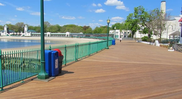 Ipe decking on Playland Park boardwalk in New York by Mataverde Decking