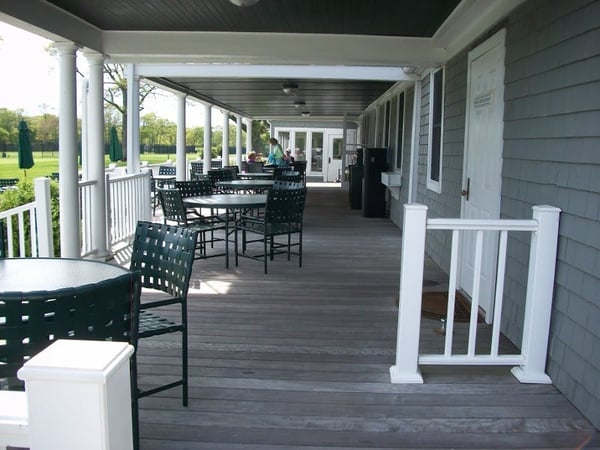 Ipe decking on covered porch at private club in Rhode Island