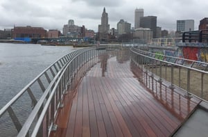 Ipe decking on east side of Providence Pedestrian Bridge