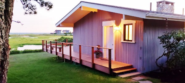 Ipe hardwood decking and Ipe rainscreen siding on Cape Cod
