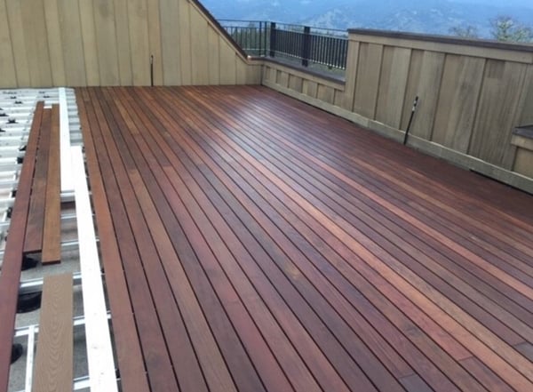 Ipe hardwood rooftop deck installation