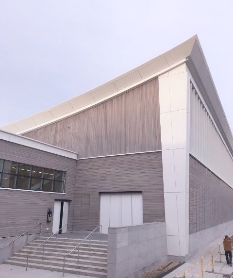 Ipe rain screen siding on Providence College athletic facility