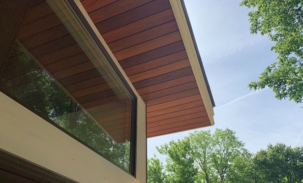 Ipe rainscreen soffit with Climate-Shield CS10 specialty clip