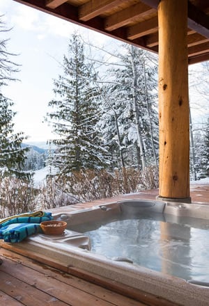Ipe rooftop deck with built in hot tub