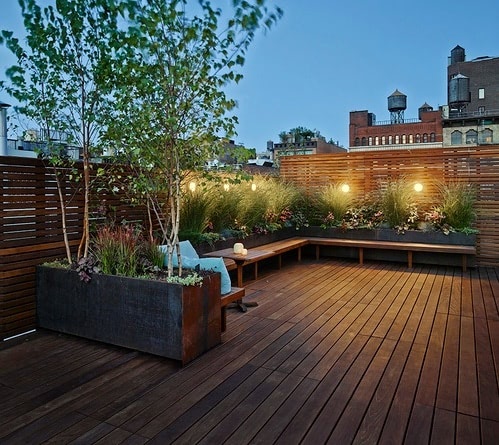 Ipe Rooftop Deck and Built in planters and seating