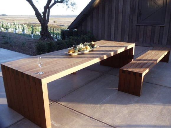 Ipe hardwood bench and dining table 